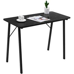 Simple Computer Desk Modern Wood Study Writing Table Small Industrial Home Office Work Desk with Metal Legs, 39.4 x 18.9 x 29.1 inch Kids Desk, Black