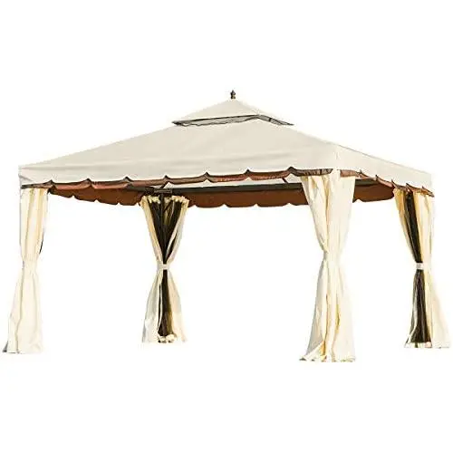 Erommy 10’ x 12’ Outdoor Canopy Gazebo Double Roof Patio Gazebo Steel Frame with Netting and Shade Curtains for Garden,Patio,Party Canopy-Cream Erommy 10’ x 12’ Outdoor Canopy Gazebo Double Roof Patio Gazebo Steel Frame with Netting and Shade Curtains for Garden,Patio,Party Canopy-Cream