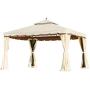 Erommy 10’ x 12’ Outdoor Canopy Gazebo Double Roof Patio Gazebo Steel Frame with Netting and Shade Curtains for Garden,Patio,Party Canopy-Cream