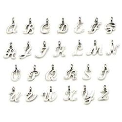 WOCRAFT 130Pcs ABC Letter Alphabet Mini A-Z Letter Charms for Personalization Jewelry Making Alphabetic Loose Beads Set DIY Crafts Charms for DIY Necklace Bracelet Set of 5 (10932)