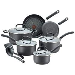 T-fal Ultimate Hard Anodized Nonstick 12 Piece Cookware Set, Dishwasher Safe Pots and Pans Set, Black