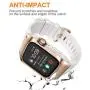HATALKIN Compatible with Apple Watch Band Case 44mm Series 6/SE/5/4, Sport Liquid Silicone Bands & Metal/PC Cover for Apple Watch SE 44mm & iWatch Series 4/5/6 44mm (White/Rose Gold)
