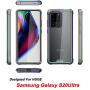 Schnail Saviour Series Samsung Galaxy S20 Ultra Clear Case, [Metal Frame Bumper] [Military Grade Drop Tested] [Slim Fit] Protective Rugged Cover (Gray+Iridescent)