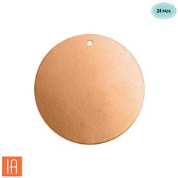 ImpressArt - Premium Metal Stamping Blanks for Metal Stamping and Jewelry Making (24 Pack) (1'' Circle w/Hole, Copper)