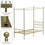 WeeHom Queen Size Metal Canopy Bed Frame No Box Spring Needed Support Mattress Foundation Easy Set-Up Steel Platform Bed Gold