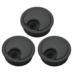 Bosidetool 3 Pcs Metal Cable Grommet, Zinc Alloy Desk Table Grommet Cable Cord Hole Cover for Home and Office, Fits 2.08 inch Hole (53mm Black)