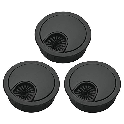 Bosidetool 3 Pcs Metal Cable Grommet, Zinc Alloy Desk Table Grommet Cable Cord Hole Cover for Home and Office, Fits 2.08 inch Hole (53mm Black)
