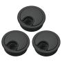 Bosidetool 3 Pcs Metal Cable Grommet, Zinc Alloy Desk Table Grommet Cable Cord Hole Cover for Home and Office, Fits 2.08 inch Hole (53mm Black)