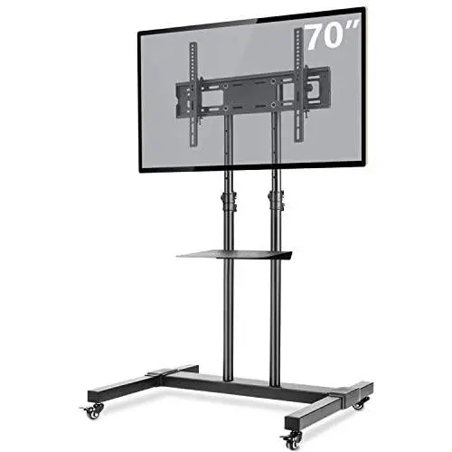 TAVR Mobile TV Stand Rolling TV Cart Floor Stand with Mount on Lockable Wheels Height Adjustable shelf for 32-70 inch Flat Screen or Curved TVs Monitors Display Trolley Stand Loading 110lbs TAVR Mobile TV Stand Rolling TV Cart Floor Stand with Mount on Lockable Wheels Height Adjustable shelf for 32-70 inch Flat Screen or Curved TVs Monitors Display Trolley Stand Loading 110lbs