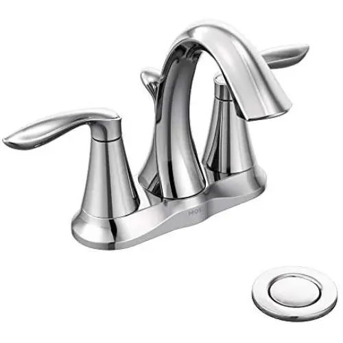MOEN 6410 Eva Collection Two Handle Centerset Bathroom Sink Faucet with Drain Assembly, 0.5, Chrome MOEN 6410 Eva Collection Two Handle Centerset Bathroom Sink Faucet with Drain Assembly, 0.5, Chrome