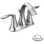 MOEN 6410 Eva Collection Two Handle Centerset Bathroom Sink Faucet with Drain Assembly, 0.5, Chrome