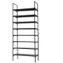 N/N 8-Tier Narrow Tall Shoe Rack Metal Shoes Storage Shelf Space-Saving Stackable Vertical Shoes Organizer Shelf Dustproof Black Shoes Rack for Closet,Doorway, Entryway