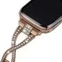JSGJMY Bling Bands Compatible with Apple Watch Band 38mm 40mm 42mm 44mm Series 5/4/3/2/1 Women Diamond Rhinestone X-Link Metal Jewelry Bracelet(Bronze Gold, 42mm/44mm)