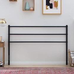 Linenspa Modern Metal Steel Construction - Horizontal Bar Design Headboard, Queen, Black