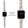 Secbolt Bling Bands Compatible Apple Watch Bands 42mm 44mm Women iWatch Series 6 5 4 3 2 1 SE Band, Dressy Jewelry Metal Wristband Strap Diamond Rhinestone, Champagne Gold