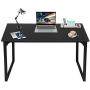 KINGSO Small Computer Desk 39'' Study Writing Table for Home Office, Black Modern Desk Laptop Desk Sturdy Work Table PC Wood Computer Table with Black Metal Frame(Black)