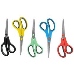 Westcott 8'' Straight Stainless Steel Soft Grip Handle Scissors, Assorted Colors, Pack of 15