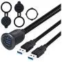 Kework Metal Dual USB 3.0 Ports Mount with Light, 3.3ft 2 Ports USB Male to 2 Ports Female Flush Mount Panel Mount Extension AUX Cable for Car Truck Boat Motorcycle Dashboard (Gray & 3.3ft) Kework Metal Dual USB 3.0 Ports Mount with Light, 3.3ft 2 Ports USB Male to 2 Ports Female Flush Mount Panel Mount Extension AUX Cable for Car Truck Boat Motorcycle Dashboard (Gray & 3.3ft)