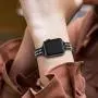 STIROLL Thin Replacement Band Compatible for Apple Watch 38mm 40mm 42mm 44mm, Stainless Steel Metal Wristband Women Men for iWatch SE Series 6/5/4/3/2/1 (Black+Silver, 38mm/40mm)