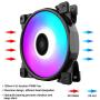 Pccooler 120mm Case Fan Dawn Series, LED RGB Silent Fans - Advanced Lighting Customizations with 7 Colors&10 Lighting Modes - PWM High Performance Cooling Fan (PC-3M120HALO Fan 1 Pack Supplement)