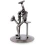 UKN Handmade Auto Part Rustic Saxophonist Sculpture (Mexico) Silver Metal