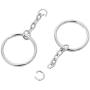 200PCS Key Ring with Chain, Metal Split Keychain Ring Parts for Organizing Home Car Office Keys and Accessories Organization, Silver