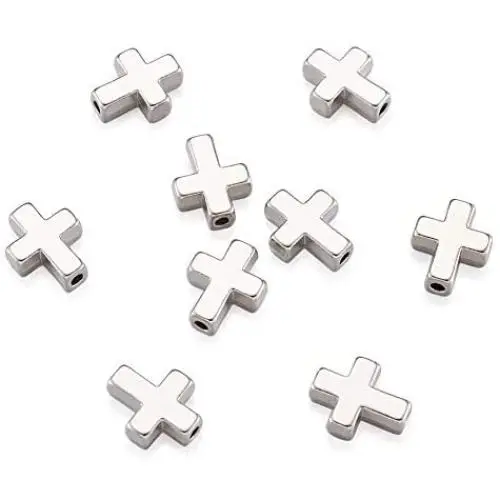 Beadthoven 20pcs Tibetan Style Platinum Alloy Cross Pendant Crucifix Beads for DIY Religious Bracelet Necklace Jewelry Making 15x12x5mm Beadthoven 20pcs Tibetan Style Platinum Alloy Cross Pendant Crucifix Beads for DIY Religious Bracelet Necklace Jewelry Making 15x12x5mm