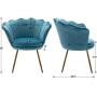 Chairus Living Room Chair, Mid Century Modern Retro Leisure Velvet Accent Chair with Golden Metal Legs, Vanity Chair for Bedroom Dresser, Upholstered Guest Chair, Light Blue