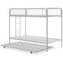 DHP Triple Metal Bunk Bed Frame, White, Twin