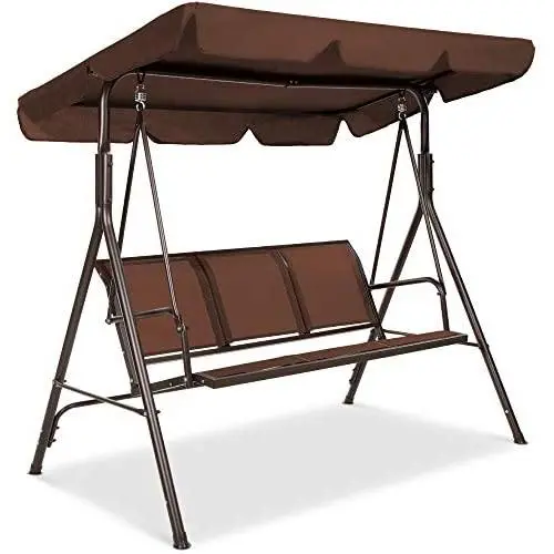 Best Choice Products 3-Seater Outdoor Adjustable Canopy Swing Glider, Patio Loveseat Bench for Deck, Porch w/Armrests, Textilene Fabric, Steel Frame - Brown Best Choice Products 3-Seater Outdoor Adjustable Canopy Swing Glider, Patio Loveseat Bench for Deck, Porch w/Armrests, Textilene Fabric, Steel Frame - Brown