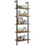 HOMFA 5-Tier Industrial Ladder Shelf Against The Wall, 72.6 Inches Display Storage Rack Plant Flower Stand Utility Organizer Bookshelf Wood Look Accent Metal Frame Furniture Home Office