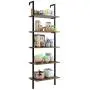 HOMFA 5-Tier Industrial Ladder Shelf Against The Wall, 72.6 Inches Display Storage Rack Plant Flower Stand Utility Organizer Bookshelf Wood Look Accent Metal Frame Furniture Home Office HOMFA 5-Tier Industrial Ladder Shelf Against The Wall, 72.6 Inches Display Storage Rack Plant Flower Stand Utility Organizer Bookshelf Wood Look Accent Metal Frame Furniture Home Office