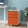 Dprodo 3 Drawers Mobile File Cabinet with Lock, Metal Filing Cabinet for Legal & Letter Size, Locking File Cabinet for Home & Office Full-Extension Drawers, Orange