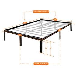 TATAGO 3000lbs Weight Capacity 16 inch Queen Size Heavy Duty Metal Platform Bed Frame Mattress Foundation, Extra-Strong Support &Non-Slip, No Noise & No Box Spring Needed