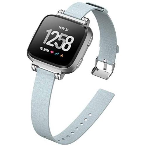 KIMILAR Woven Band Compatible with Fitbit Versa/Versa 2/Versa Lite Bands, Fabric Women Beaded Bracelet Slim Replacement Breathable Strap Accessories Wristband for Versa Smart Watch