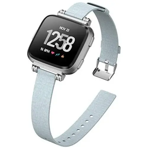 KIMILAR Woven Band Compatible with Fitbit Versa/Versa 2/Versa Lite Bands, Fabric Women Beaded Bracelet Slim Replacement Breathable Strap Accessories Wristband for Versa Smart Watch