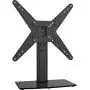 Hemudu Universal Swivel TV Stand/Base Table Top TV Stand for 21 to 43 inch TVs with 90 Degree Swivel, 4 Level Height Adjustable, Heavy Duty Tempered Glass Base, Holds up to 99lbs, HT02B-002