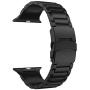 LDFAS Compatible for Apple Watch Band 44mm 42mm, Sport Stainless Steel Metal Strap with Safety Buckle for iWatch Bands Compatible for Apple Watch SE, Apple Watch Series 6/5/4/3 Smartwatch, Black