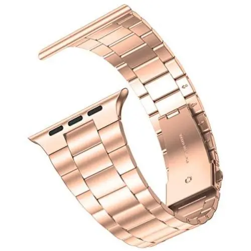 [Upgraded] Wolait Compatible with Apple Watch Band 40mm 38mm , Ultra Thin Solid Stainless Steel Band for Apple iWatch SE Series 6/5/4/3/2/1 Men Women - New Rose Gold