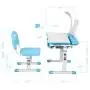 Diroan Kids Functional Desk and Chair Set, Height Adjustable Children School Study Desk with Tilt Desktop, Bookstand, LED Light, Metal Hook and Storage Drawer for Boys Girls (Blue)