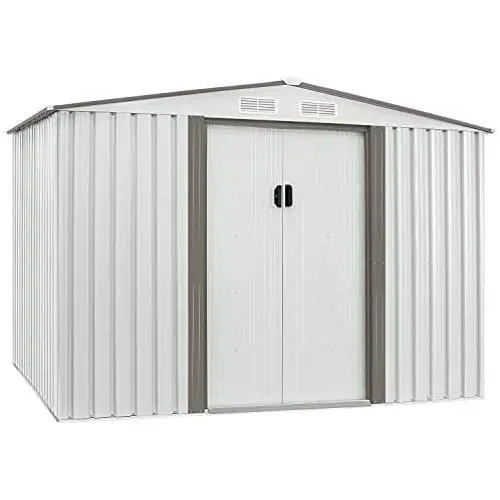 SUNCROWN Outdoor Garden Storage Shed White 6X8 FT Yard Storage Tool with Sliding Door for Lawn Equipment Garden Backyard - White SUNCROWN Outdoor Garden Storage Shed White 6X8 FT Yard Storage Tool with Sliding Door for Lawn Equipment Garden Backyard - White