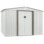SUNCROWN Outdoor Garden Storage Shed White 6X8 FT Yard Storage Tool with Sliding Door for Lawn Equipment Garden Backyard - White