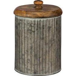 Primitives by Kathy Rustic Style Canisters, Set of 3, Galvanized Metal and Wood