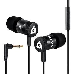 KLIM Fusion Earbuds with Microphone + Long-Lasting Wired Ear Buds - Innovative: in-Ear with Memory Foam + Earphones with Mic and 3.5mm Jack - New 2021 Version - Black