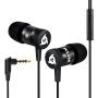 KLIM Fusion Earbuds with Microphone + Long-Lasting Wired Ear Buds - Innovative: in-Ear with Memory Foam + Earphones with Mic and 3.5mm Jack - New 2021 Version - Black