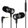 KLIM Fusion Earbuds with Microphone + Long-Lasting Wired Ear Buds - Innovative: in-Ear with Memory Foam + Earphones with Mic and 3.5mm Jack - New 2021 Version - Black