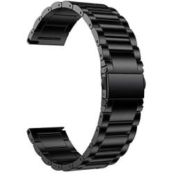 LDFAS Compatible for Fossil 22mm Band, Stainless Steel Metal Strap Compatible for Fossil Gen 5 Carlyle/Julianna/Garrett HR, Q Explorist HR Gen 4/3, Sport 43mm, Gen 5E 44mm Smartwatch, Black