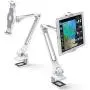 AboveTEK Sturdy iPad Holder, Aluminum Long Arm iPad Tablet Mount, 360° Swivel Tablet Stand & Phone Holder with 4.5-7.5'' Bracket Suitable for Any 4-11'' Devices fits Kitchen Bedside Office Desk