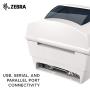 Zebra GC420t Thermal Transfer Desktop Printer Print Width of 4 in USB Serial and Parallel Port Connectivity GC420-100510-000