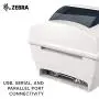 Zebra GC420t Thermal Transfer Desktop Printer Print Width of 4 in USB Serial and Parallel Port Connectivity GC420-100510-000 Zebra GC420t Thermal Transfer Desktop Printer Print Width of 4 in USB Serial and Parallel Port Connectivity GC420-100510-000